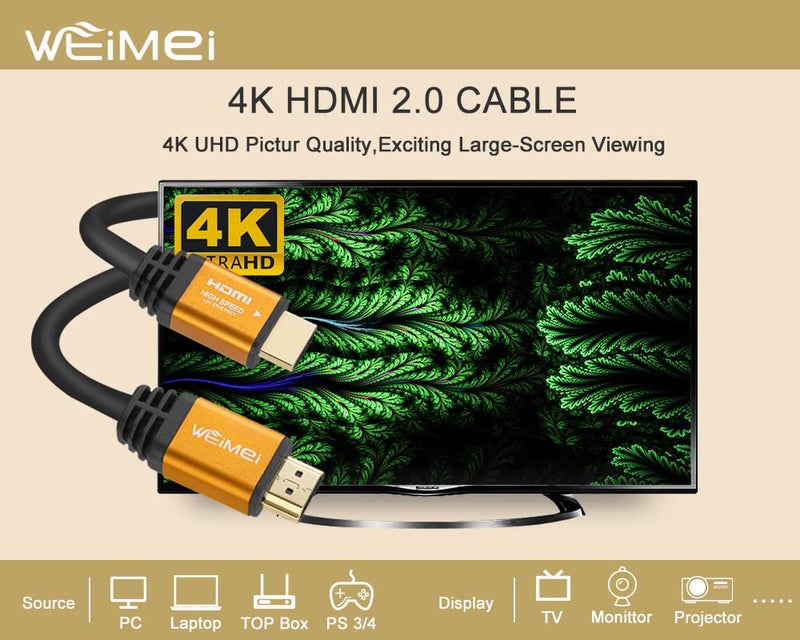 WEIMEI 35 Feet 4K HDMI Cable 2.0 HDMI Cord 35ft Support 4K@60Hz UHD 2160P Ethernet 3D ARC with Gold-Plated Connector and Bare Copper Conductor - Image 3